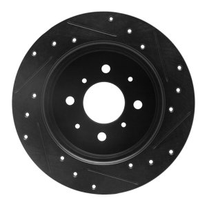 Acura EL Brake Rotor (1) - Rear Left - R1 Concepts - Drilled & Slotted - Black - `01-`05
